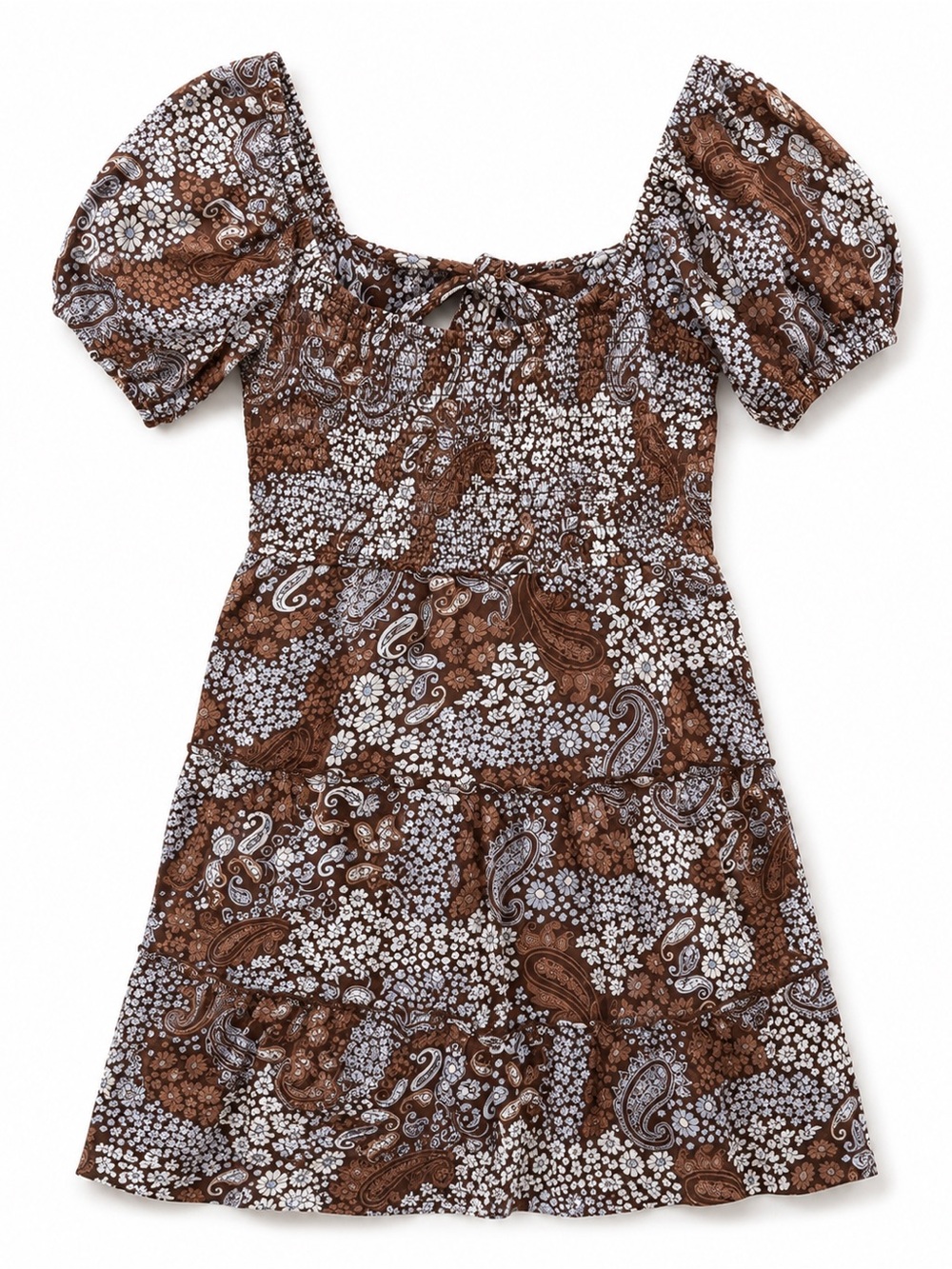 Hollister Tie-Back Mini Dress Paisley Brown Floral S